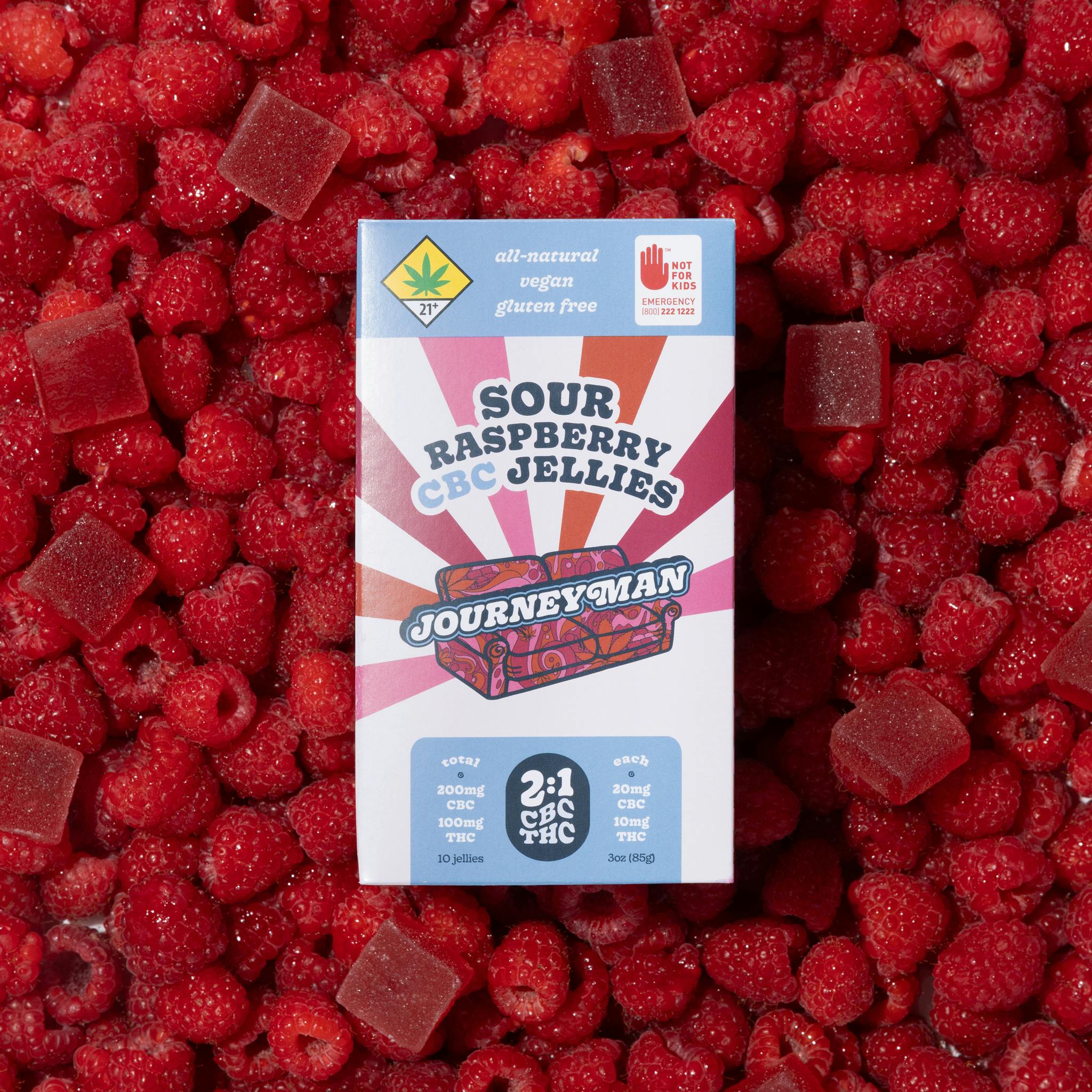 2:1 Sour Raspberry CBC Jellies (200mg CBC/100mg THC)