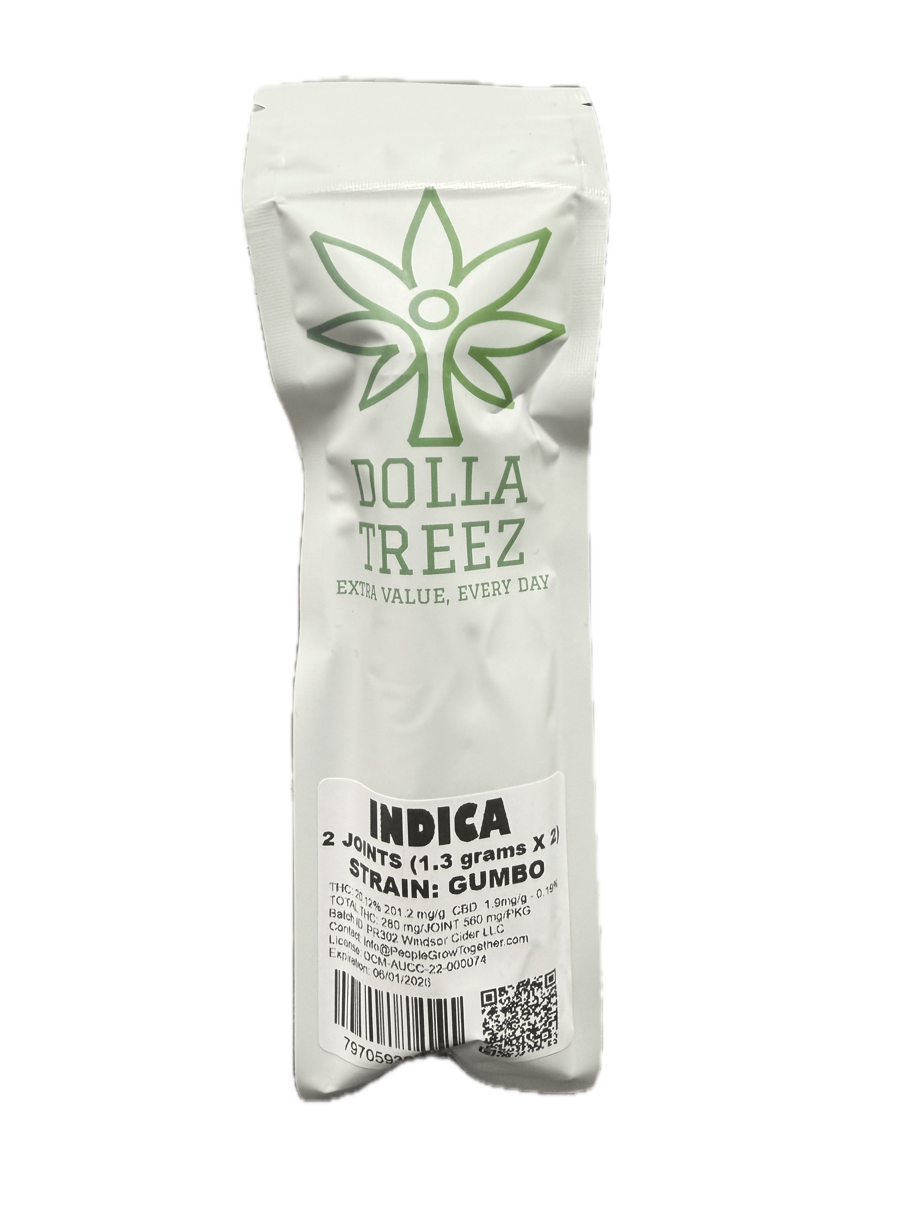 Product Preroll | Gumbo (I) | 1.3g 2 pack | Dolla Treez