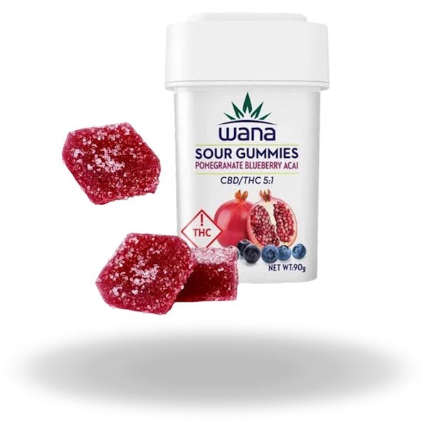 Product: Wana | Pomegranate Blueberry Acai Hybrid 5:1 CBD:THC Gummies | 100mg