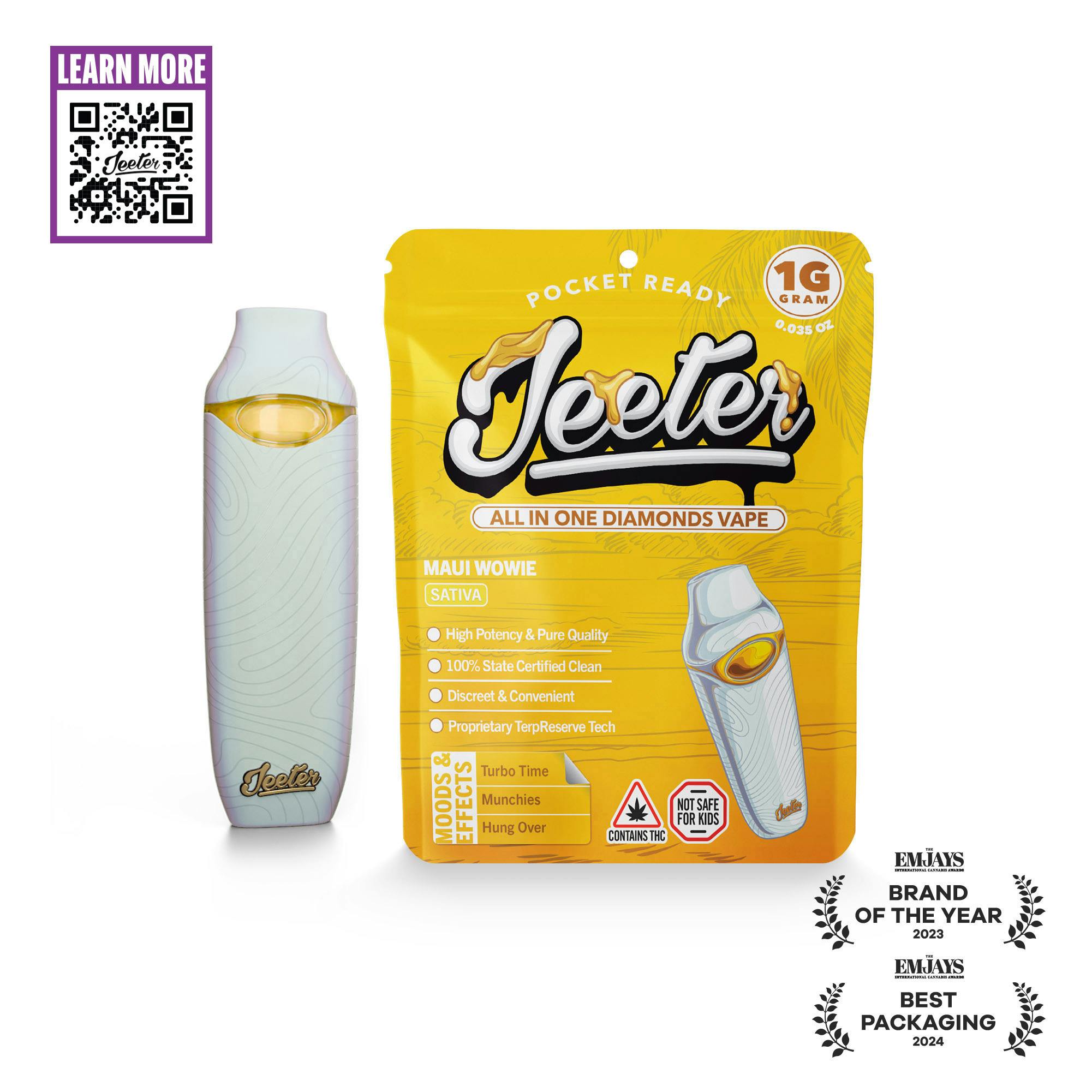 Product Maui Wowie Jeeter All In One Diamonds Vape | Pocket Ready | 1g | Sativa