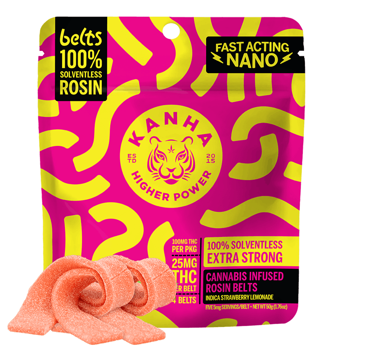 Photo of Kanha Strawberry Lemonade Live Rosin Belts 100mg 4pk