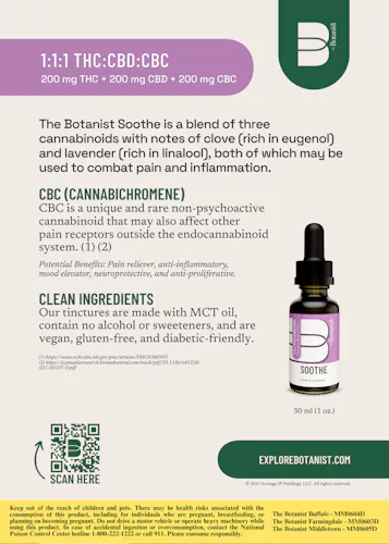 Soothe 1:1:1 (THC:CBD:CBC) Tincture 30mL-1
