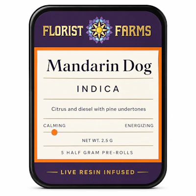 Florist Farms - 5 Pack .5g Live Resin & Diamond Infused Prerolls - Mandarin Dog - PRE_ROLLS by Florist Farms at King of Budz