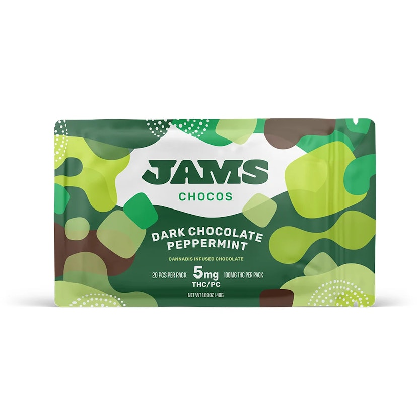 JAMS Chocos Edibles: 20pk Dark Chocolate Peppermint (H) 100mg