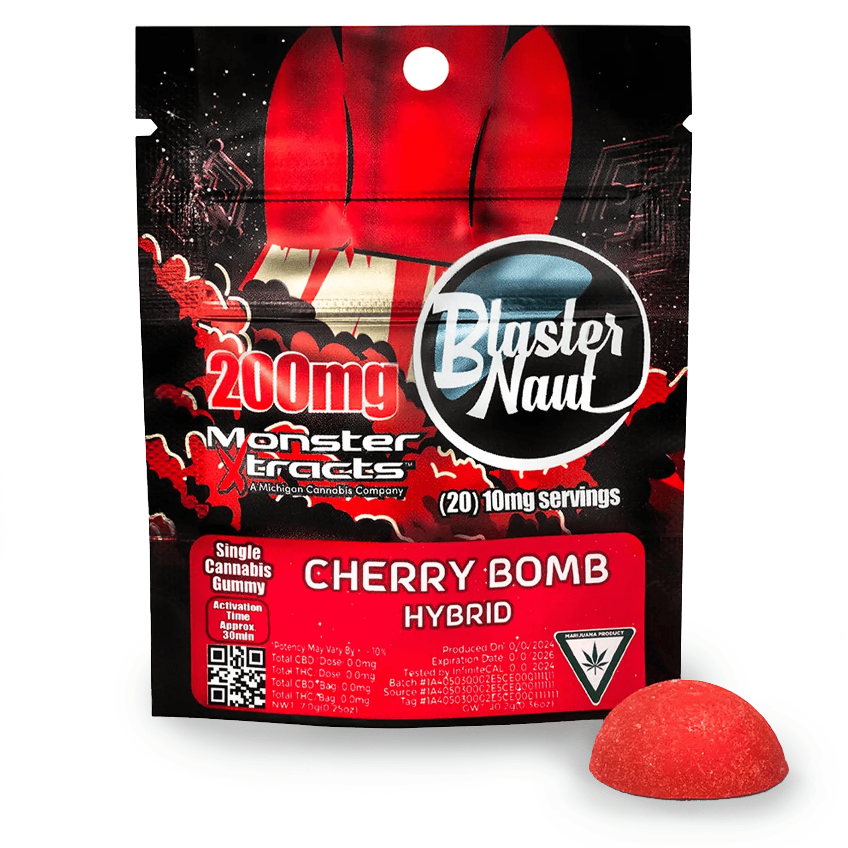 Monster Xtracts Blasternaut Cherry Bomb Single Gummy 200mg Rec
