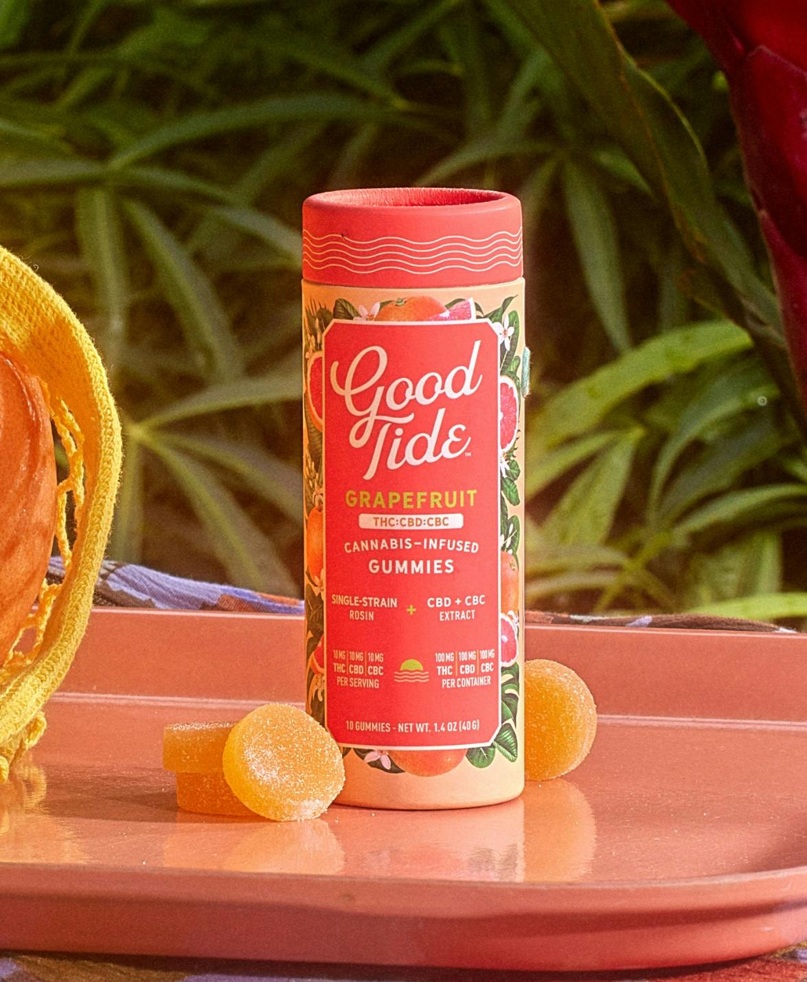 Product: Good Tide | Grapefruit 2:1:1 THC:CBD:CBC Rosin Gummies | 200mg:100mg:100mg