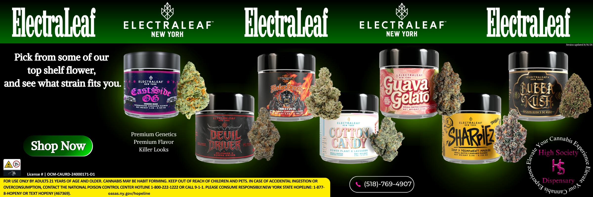 Electraleaf 3.5g flower at High Society