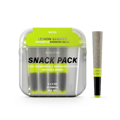 Boutiq - 5-Pack .5g Live Diamond Infused Prerolls - Lemon Stripes - PRE_ROLLS by Boutiq at King of Budz
