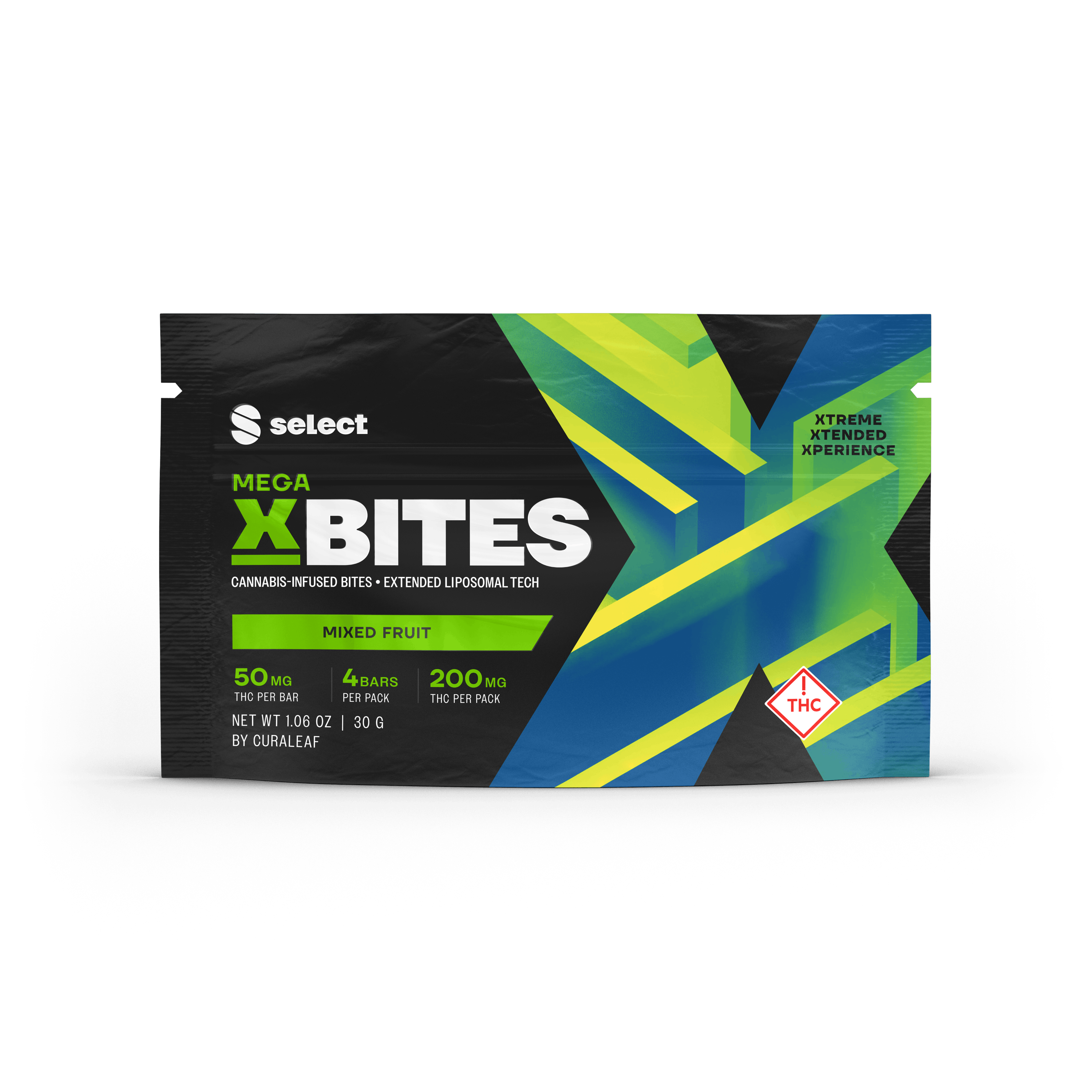 Mega X Bites Mixed Fruit 4pk 200mg Curaleaf