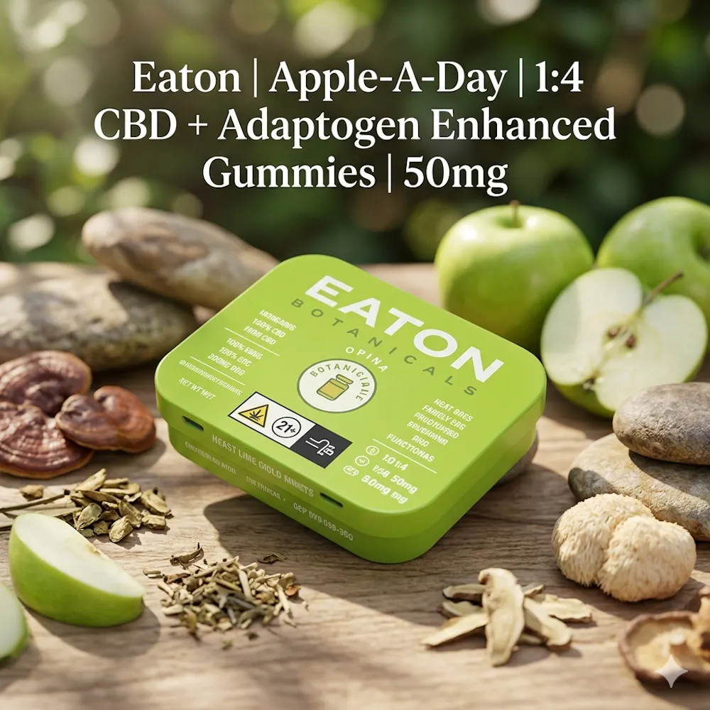 Product Eaton | Apple-A-Day | 1:4 CBD + Adaptogen Enhanced Gummies | 20ct | 50mg
