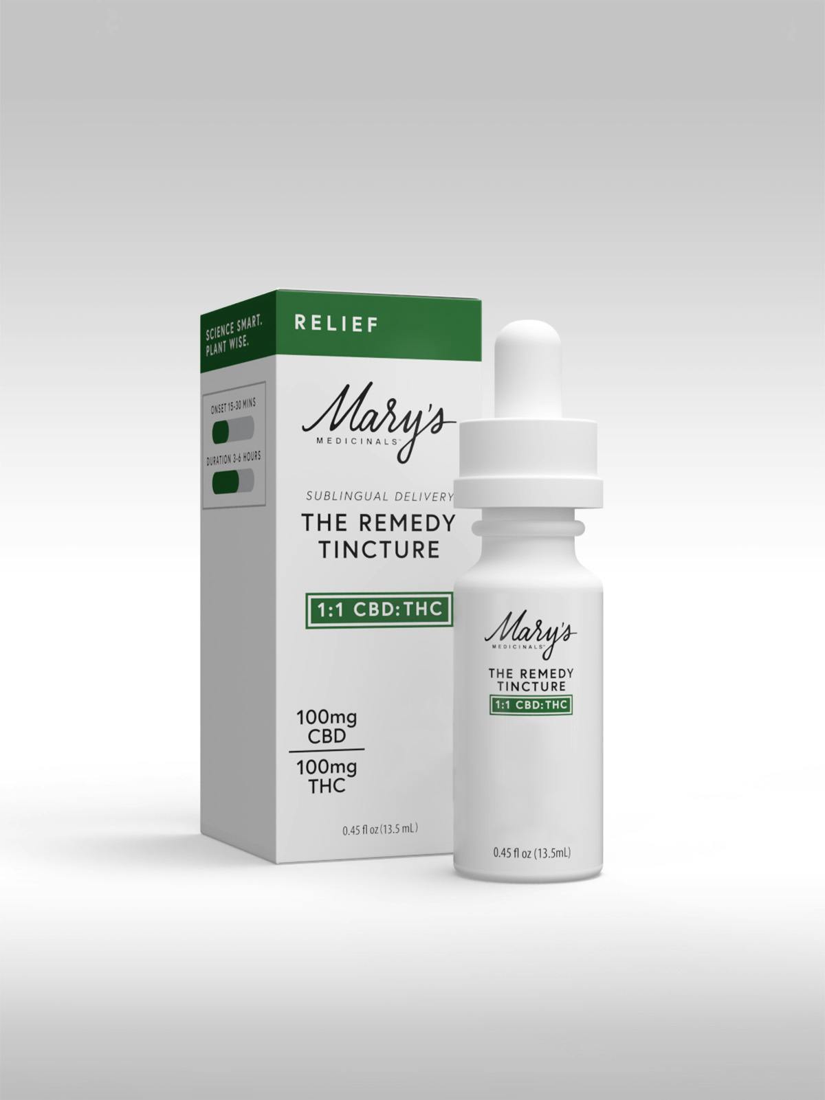 Product: Mary's Medicinals | Relief Remedy | Infused Sublingual Oil | 200mgCBD:200mgTHC | 0.45oz