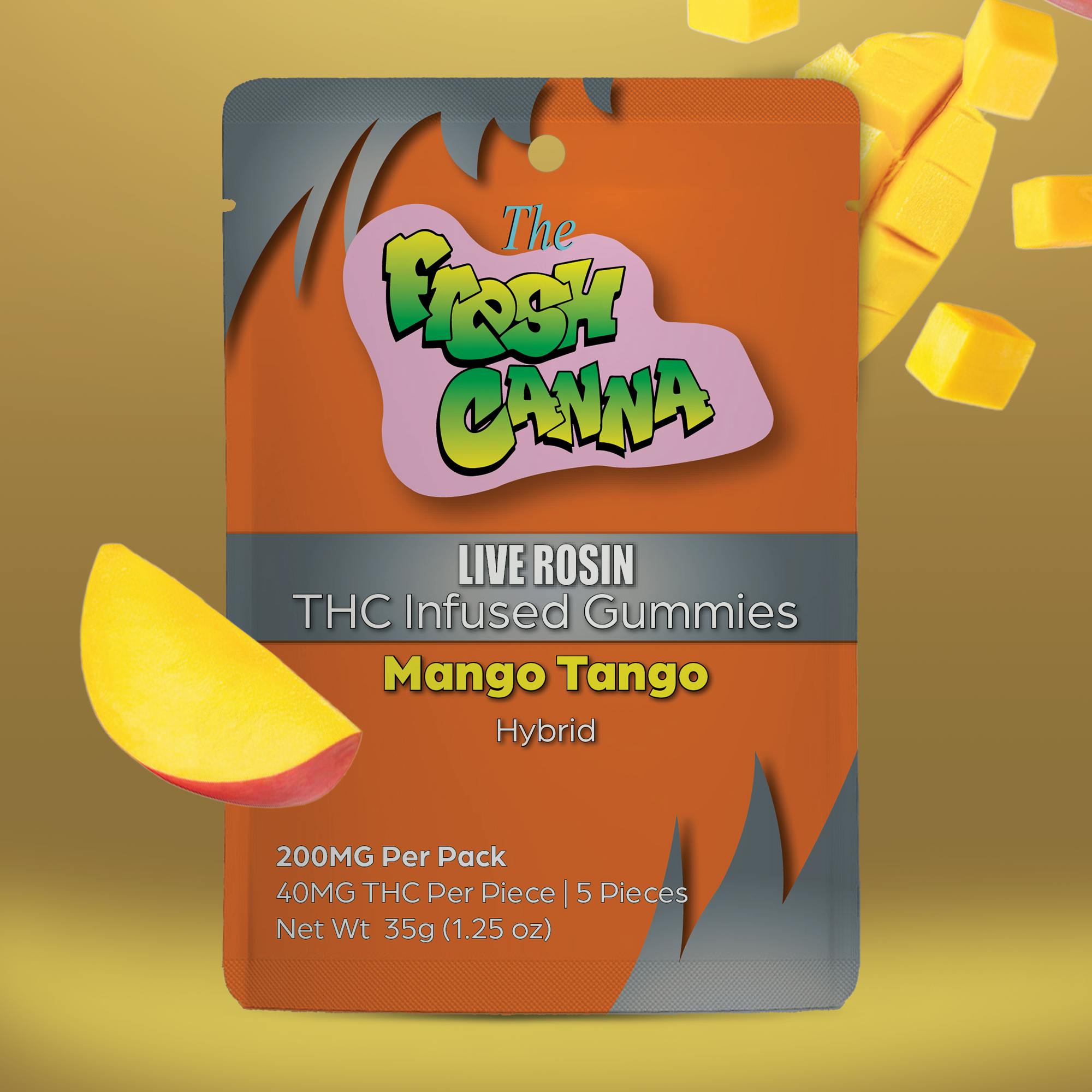 Product: Fresh Canna | Mango Live Rosin 5pk 200mg Gummies