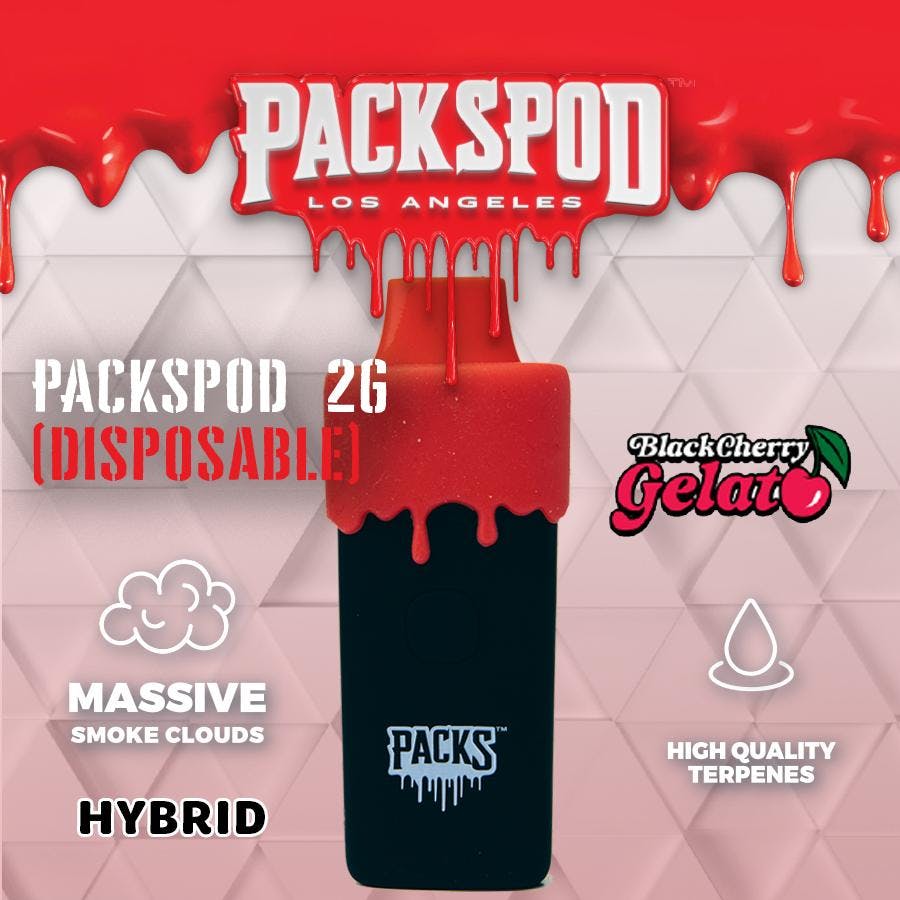 Packs Pod - Black Cherry Gelato -Distillate Disposable Vape | North  Dispensary - Hillsboro
