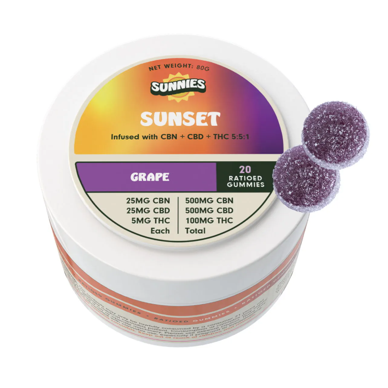 Sunrise Orange 1:5:5 (THC:CBC:CBD) Gummies 5mg x 20pk in Bethesda