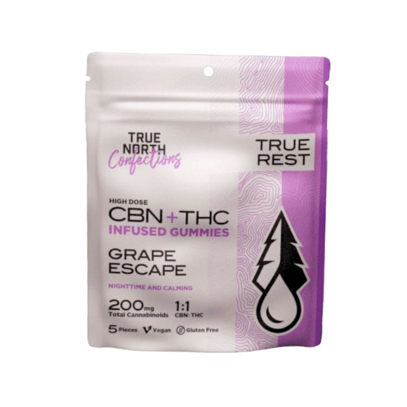 True North Collective 200mg Live Rosin 2:1 THC/CBN Gummies Grape Breath