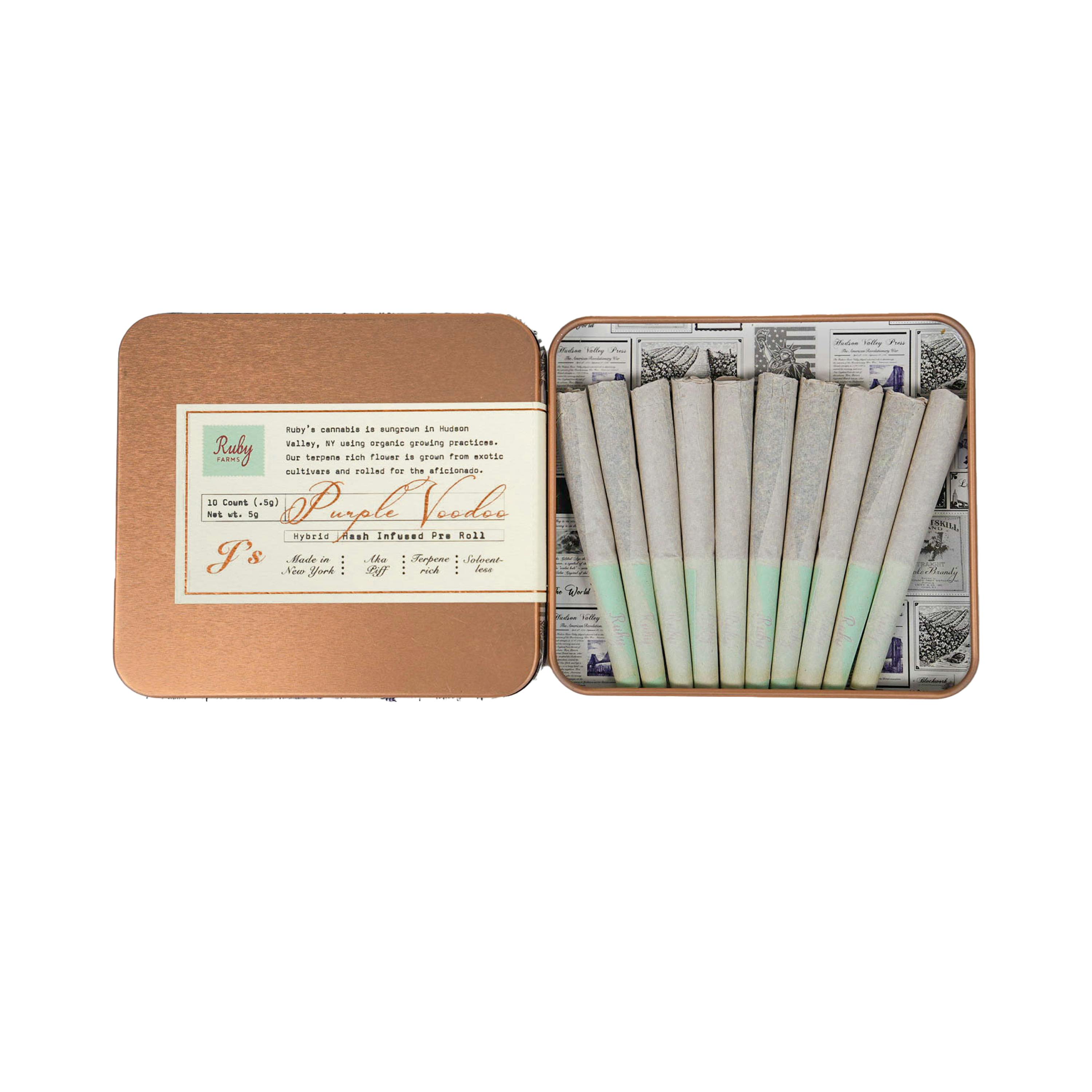 Ruby Farms Purple Voodoo 10pk 5g Hash Infused Doobies