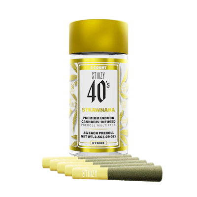 Stiiizy - 5-Pack .5g Live Resin Infused Prerolls - Strawnana