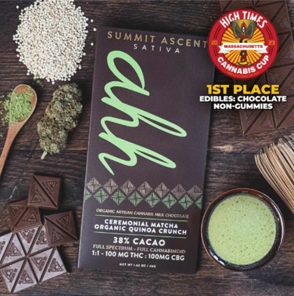 Photo of Ahh 1:1 Summit Ascent Quinoa Crunch Milk Chocolate Bar 100mg 20pk (THC:CBG)