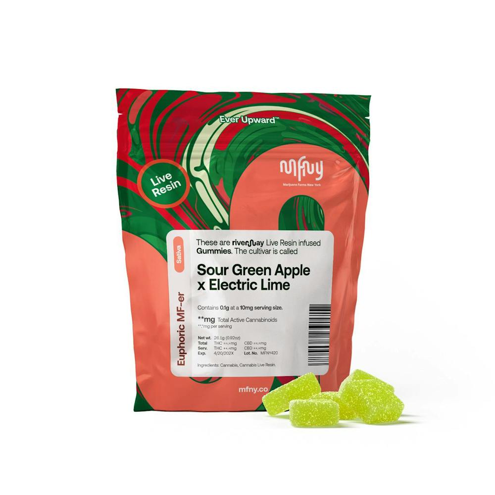 Product Sour Green Apple x Electric Lime Live Resin Gummies | 10 pk