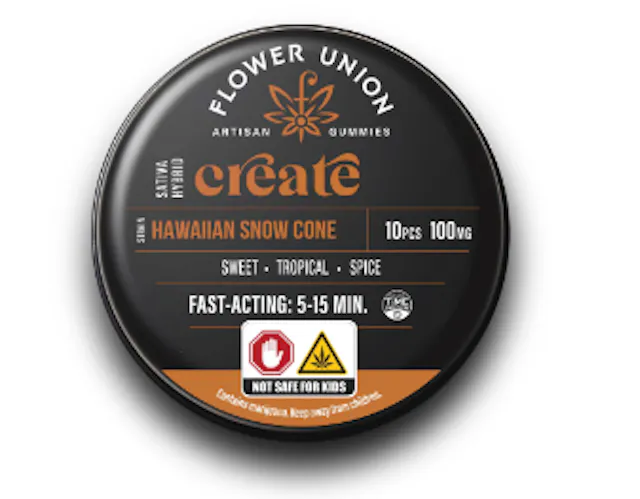 Flower Union Gummies Create Hawaiian Snow Cone 10pk/100mg (sativa hybrid, 2.8g)