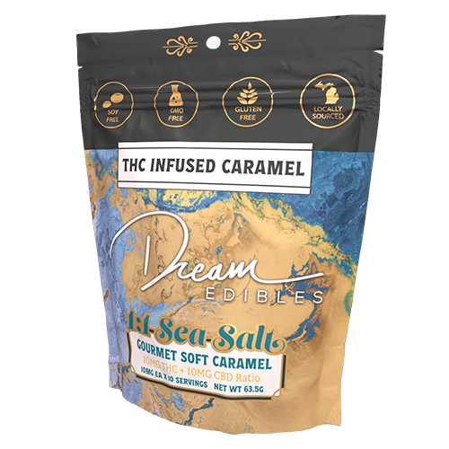 Product: Dream Edibles | Sea Salt Caramel 1:1 THC:CBD | 100mg:100mg