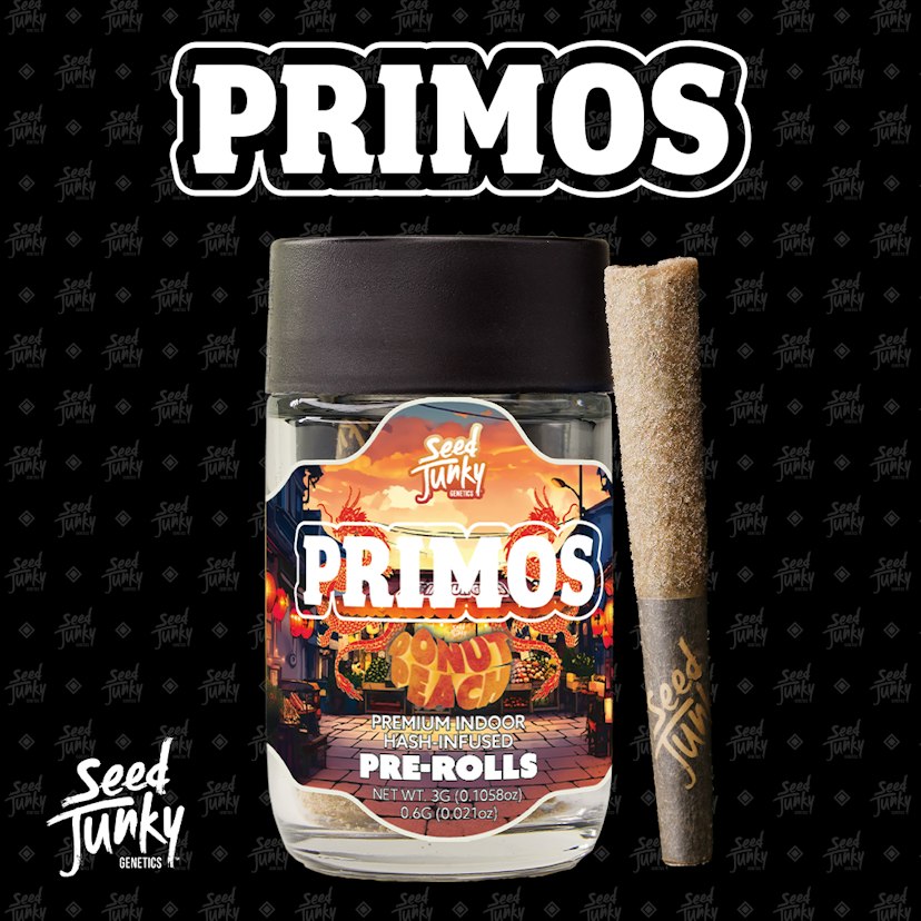 Seed Junky x 5 Infused Pre-roll Pack Primo | Donut Peach