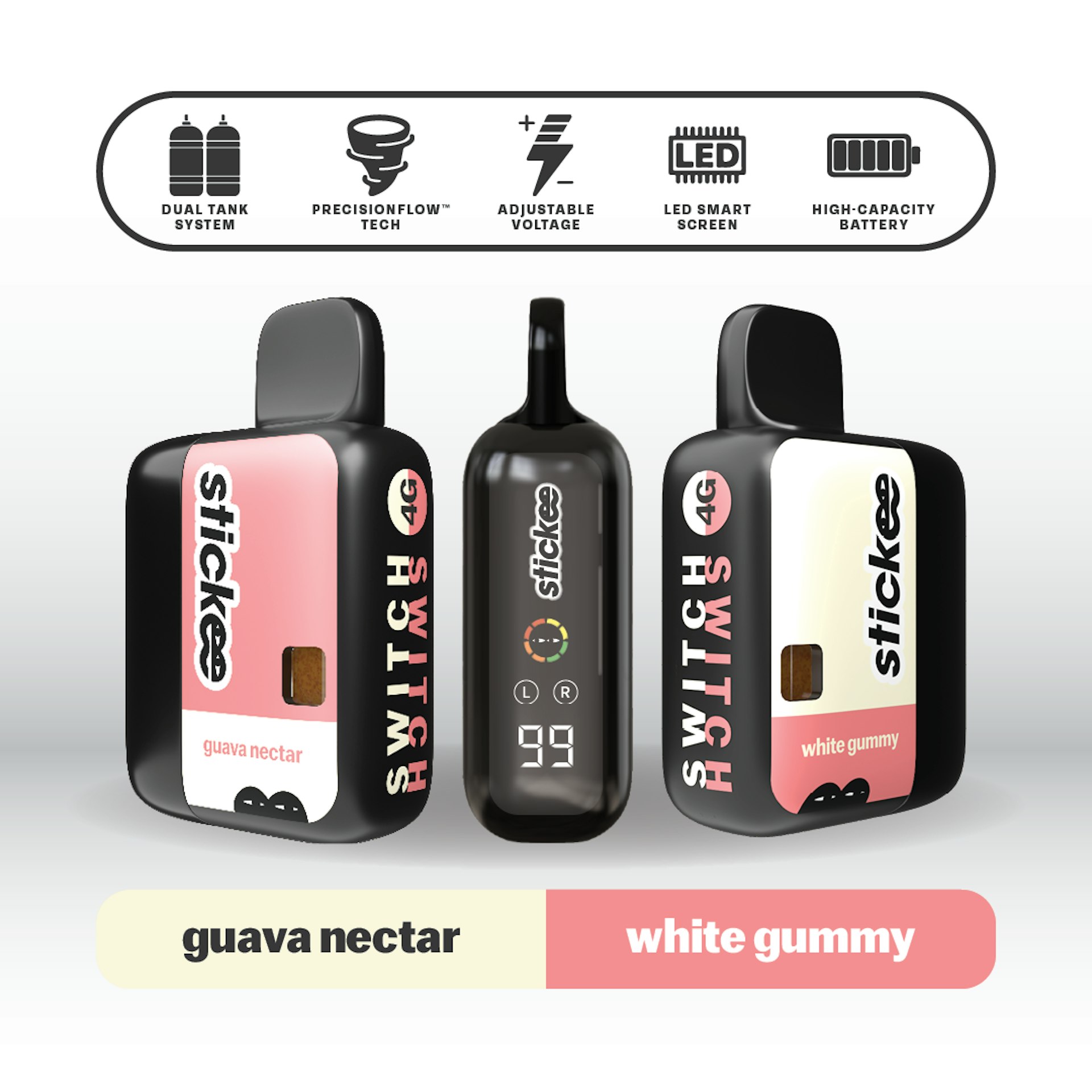 Stickee Switch - White Gummy x Guava Nectar 4G Liquid Diamond Disposable