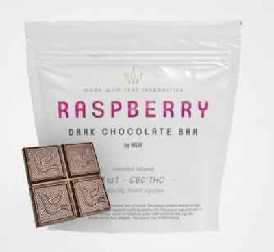 Product NGW Chocolate - Raspberry Dark Chocolate Bar 1:1 (THC:CBD) 100mg