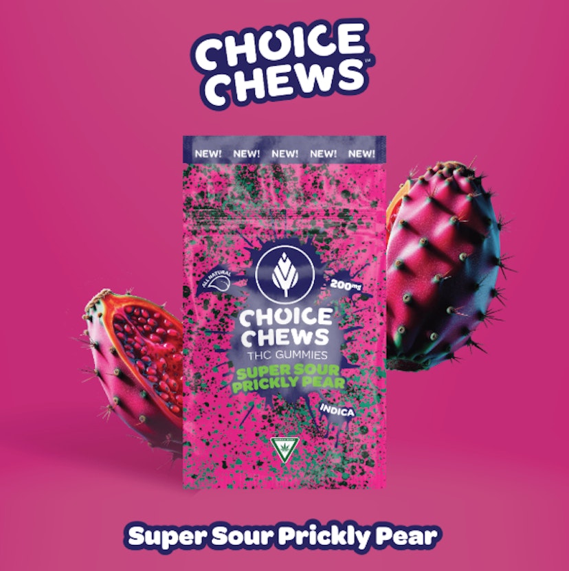 Choice Chews | 200mg THC Gummies | Super Sour Prickly Pear