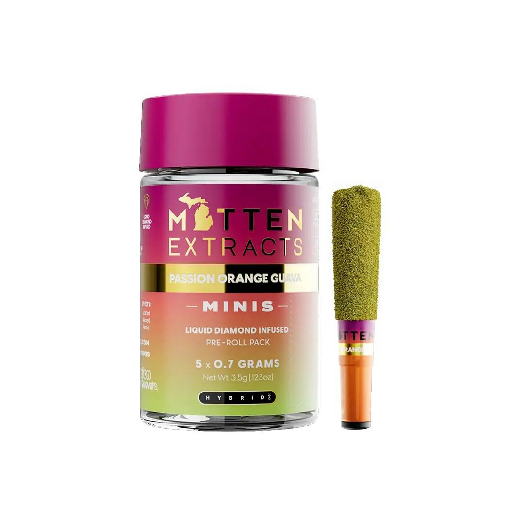 Mitten Extracts MITTEN EXTRACTS | PASSION ORANGE GUAVA | INFUSED PRE-ROLLS | 5PK x 0.7G HYBRID — PRE_ROLLS