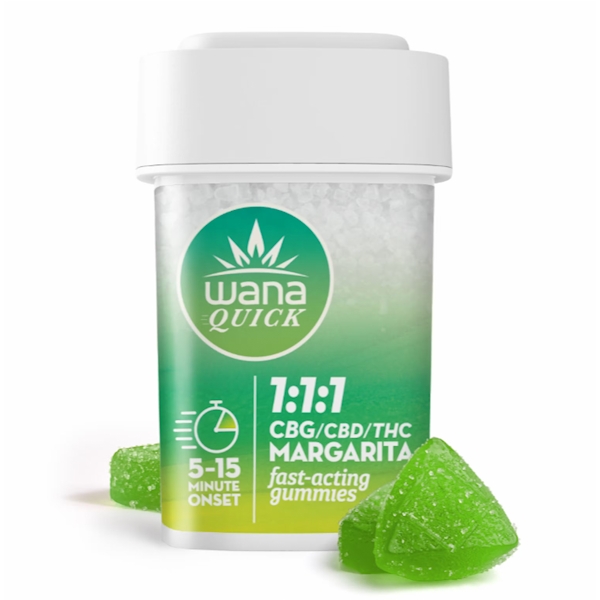 Wana | Quick Lime Margarita 1:1:1 THC:CBD:CBG Gummies | 100mg:100mg:100mg