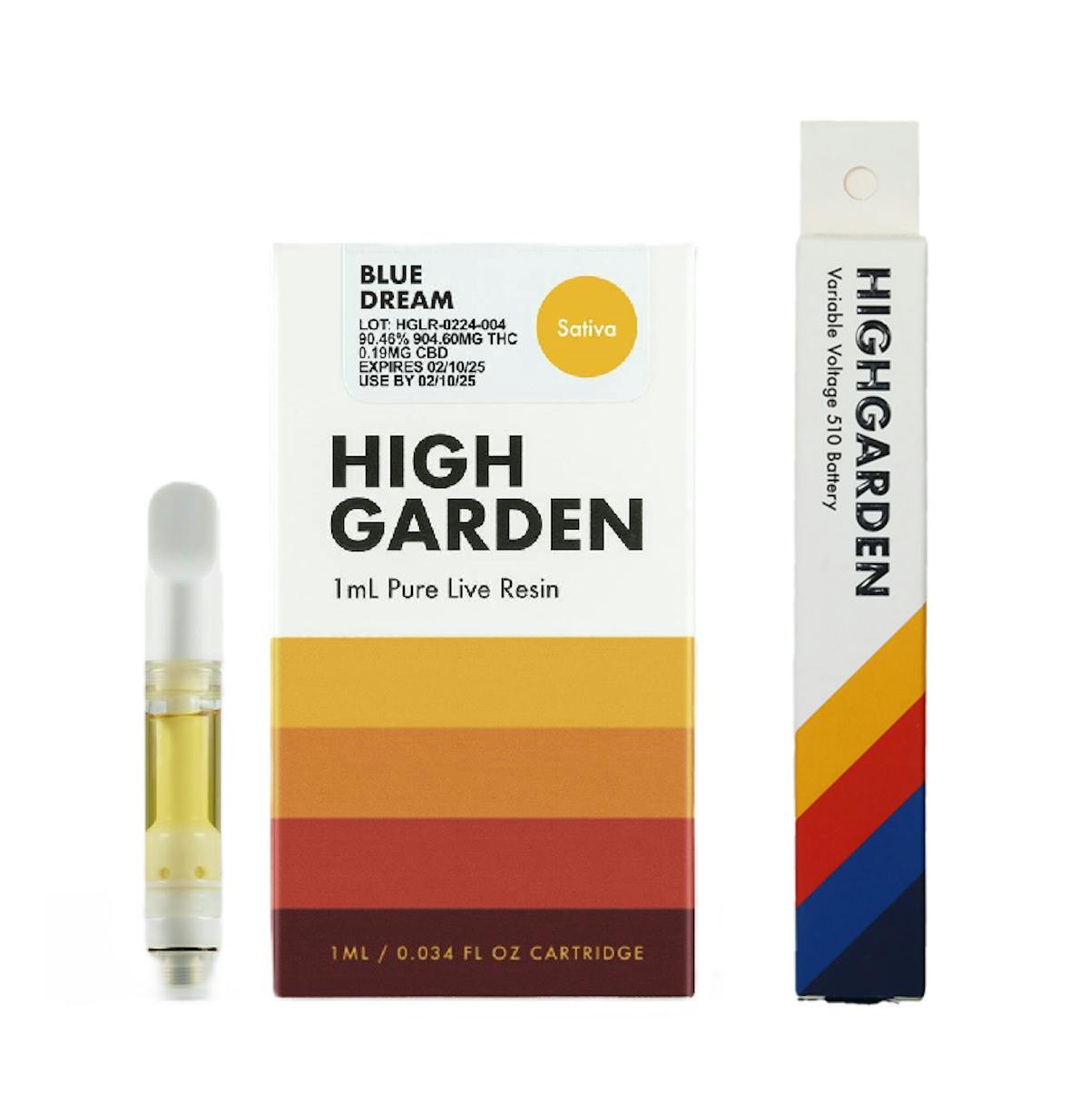 Photo of High Garden | Blue Dream | Live Resin Vape Cartridge 1ML w/ High Garden 510 Battery (While Supplies Last)