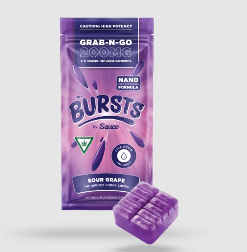 Sour Grape Bursts | 100mg x 2pk | Live Resin Infused | Sauce