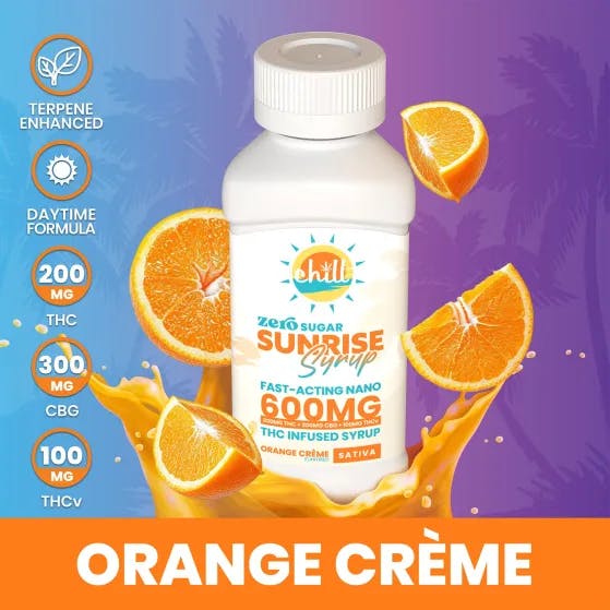 Chill Medicated - 200mg THC : 300mg CBD : 100mg THCv Sugar Free Syrup - Sunrise Orange Creme