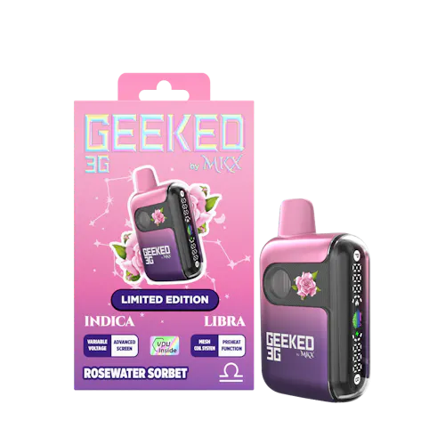 Geeked By MKX – 3g Disposable *LIMITED EDITION* – Rosewater Sorbet – Indica-active