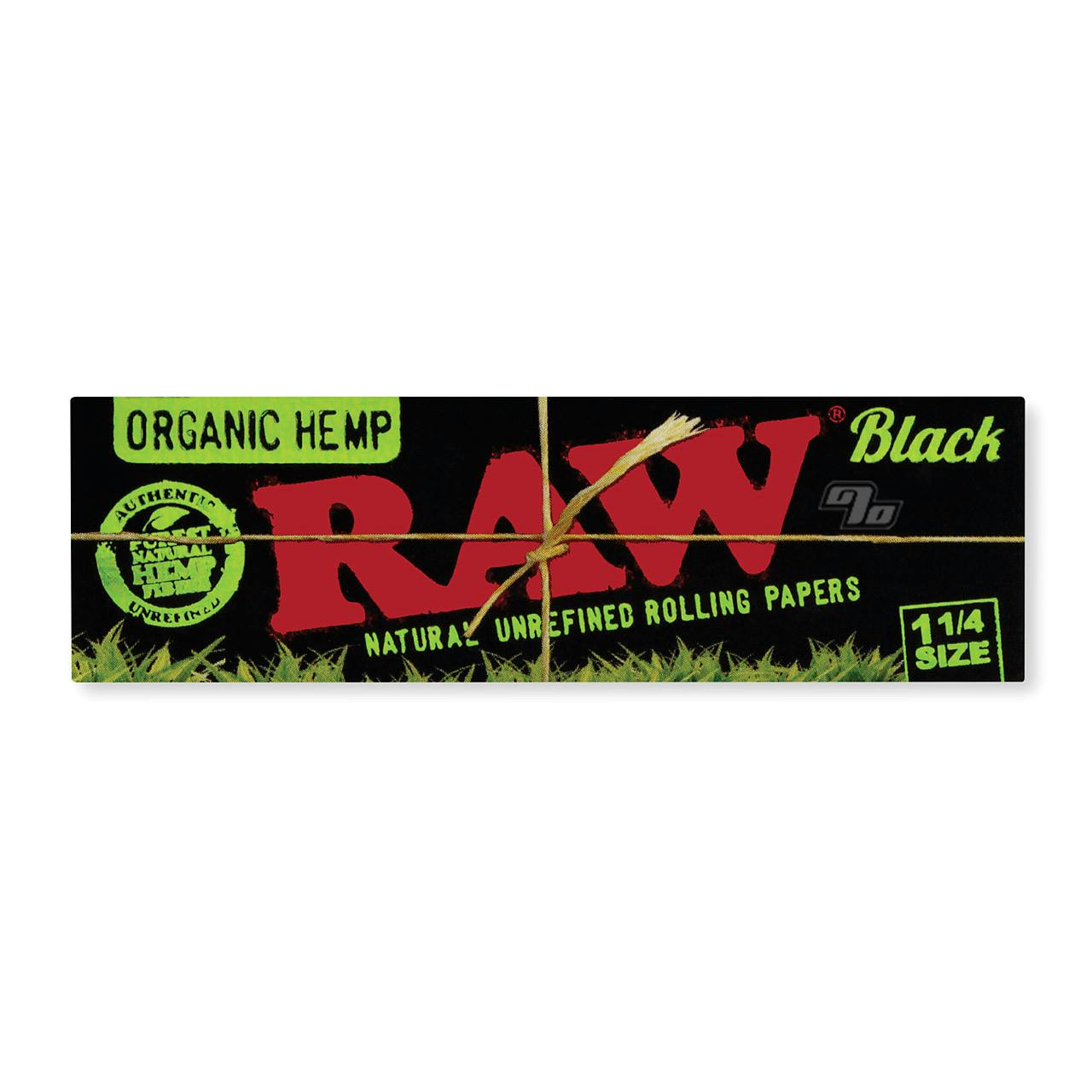 RAW Raw Black 1.25 Inch Rolling Papers Organic Hemp Cannabis for Sale