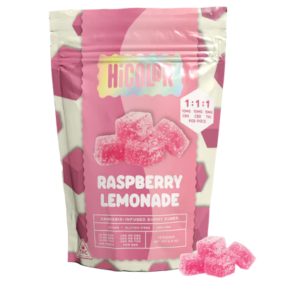 HICOLOR - 100mg Gummies 1:1:1 THC/CBD/CBG - Raspberry Lemonade
