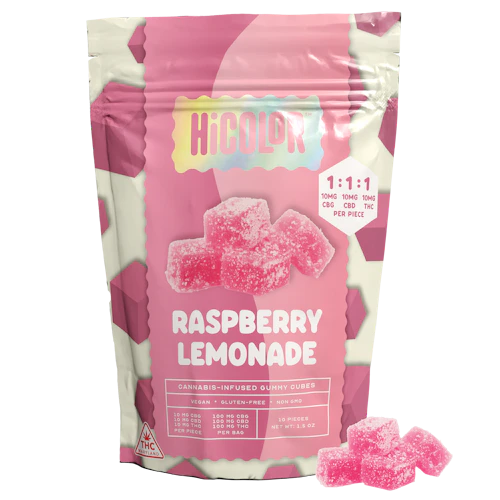 HICOLOR - 100mg Gummies 1:1:1 THC/CBD/CBG - Raspberry Lemonade