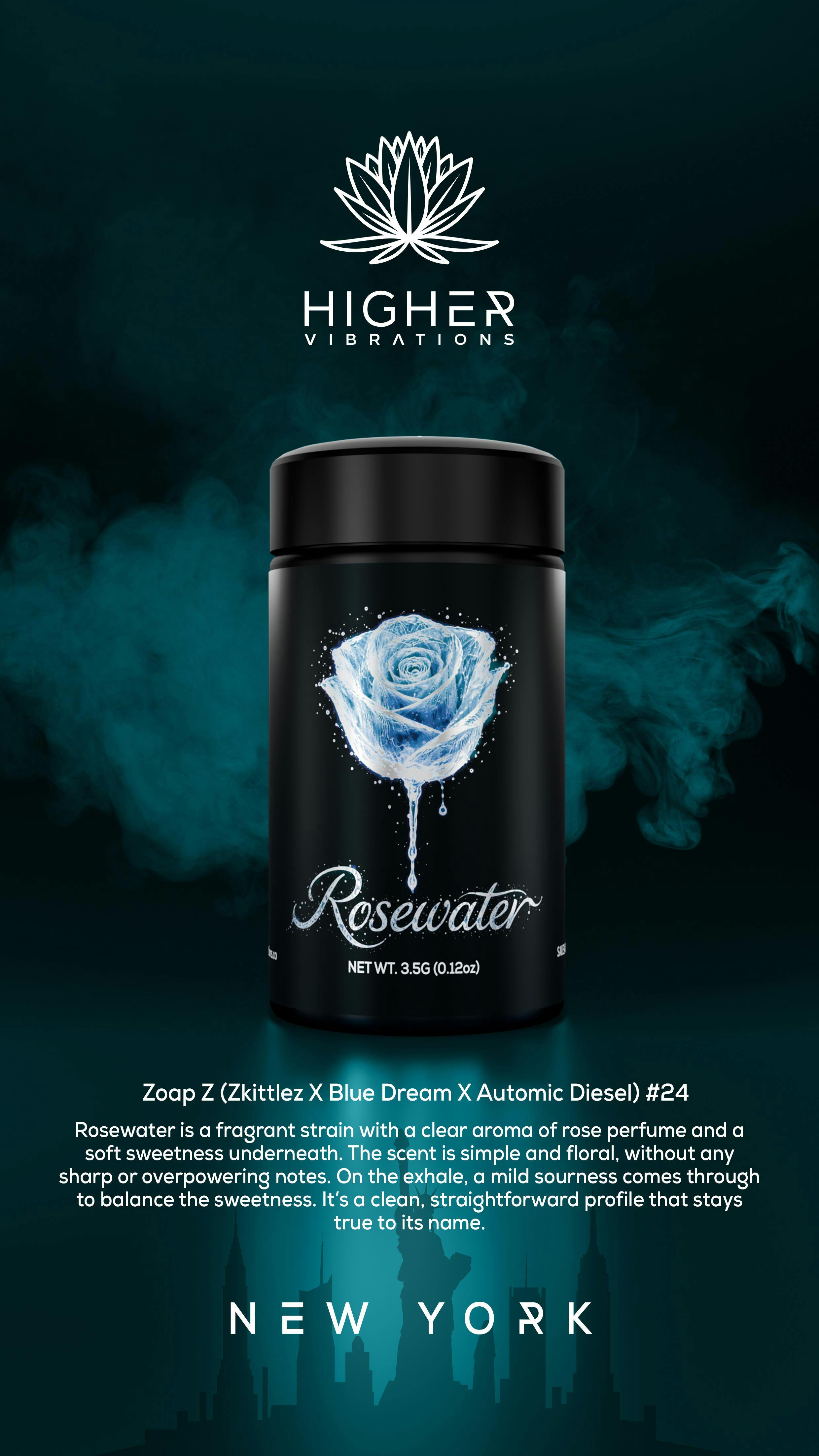 Higher Vibration Rose Water 3.5g Premium Flower