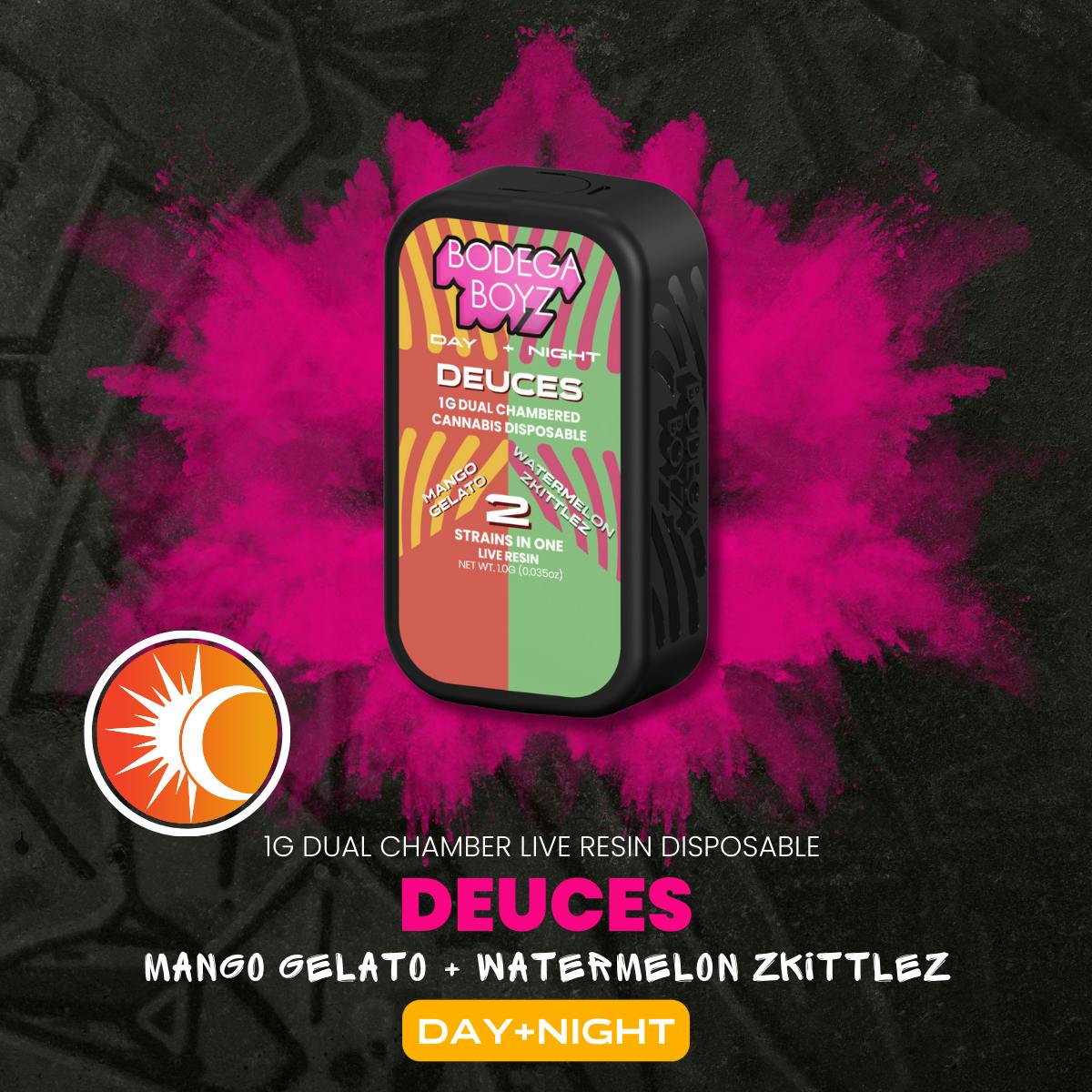 Bodega Boyz Mango Gelato X Watermelon Zkittlez Live Resin Dual Chamber AIO | Deuces | Sativa X Indica
