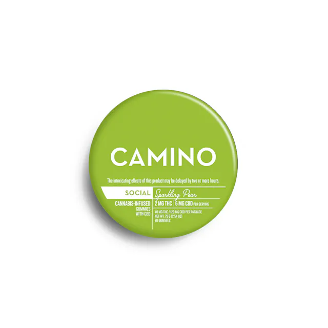 Camino Gummies Social-Sparkling Pear 6 CBD : 2 THC 20pk/40mg (hybrid, 2.8g)