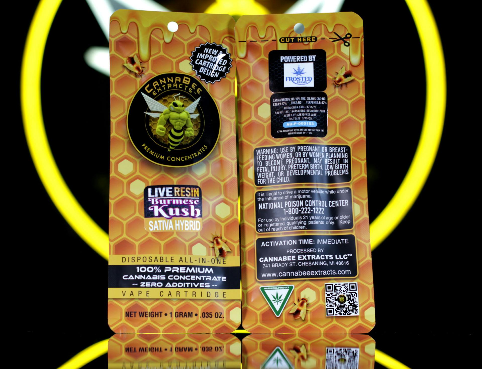 Product: Canna Bee | Burmese Kush | Live Resin Disposable | 1g | Sativa