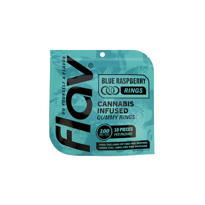 Flav - 100mg Gummies - Blue Raspberry Rings - EDIBLES by Flav at King of Budz