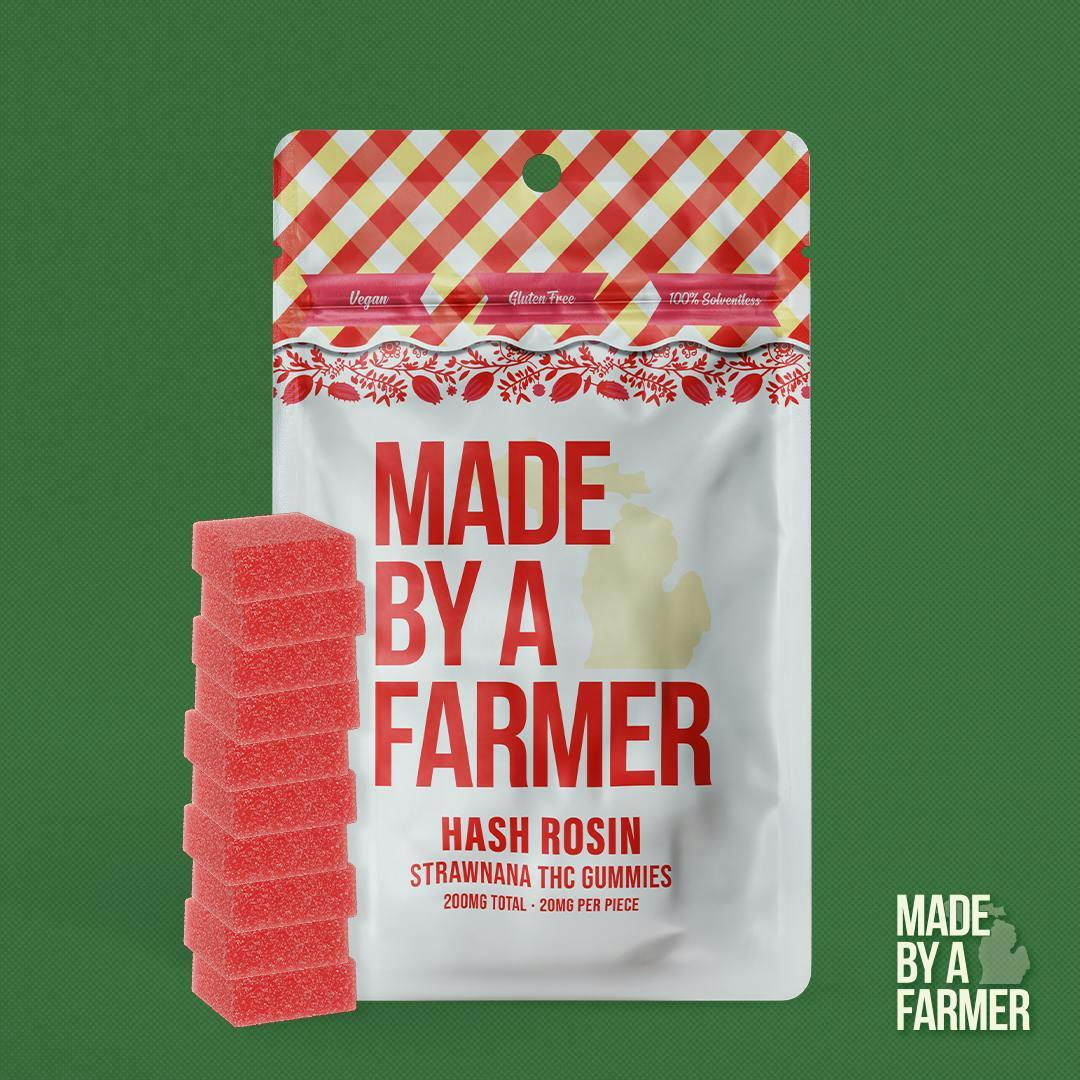 Product: Made by a Farmer | Hash Rosin Gummies - 200mg - Strawnana