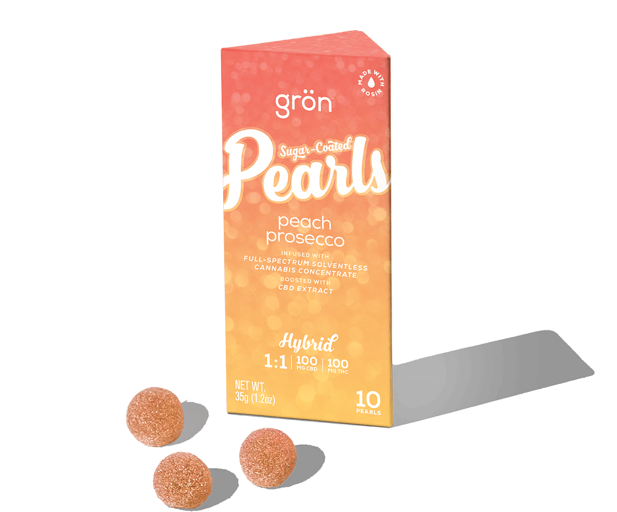 Photo of Grön 1:1 Peach Prosecco Pearls – Hybrid – CBD/THC