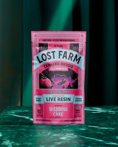 Kiva Lost Farm - Live Resin Gummies - Raspberry (H) (100mg)