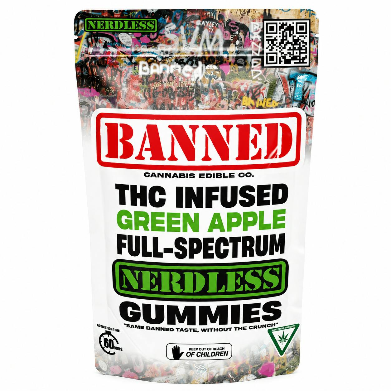 Banned - 200mg Nerdless Gummies - Green Apple