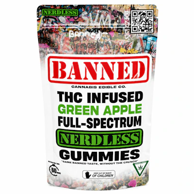 Banned - 200mg Nerdless Gummies - Green Apple - EDIBLES by Banned at King of Budz