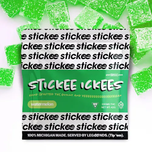 STICKEE ICKEES | Watermelon | Hand Crafted Vegan Gummies | 5 x 40mg-1
