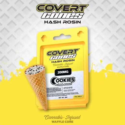 COVERT CONES COVERT CONES | COOKIES & CREAM | HASH ROSIN CONE | 200MG | HYBRID — EDIBLES